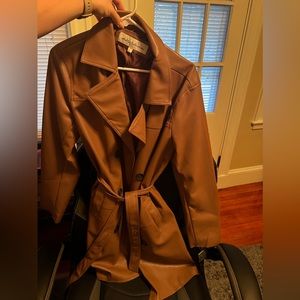 Sebby Collection brown faux leather coat